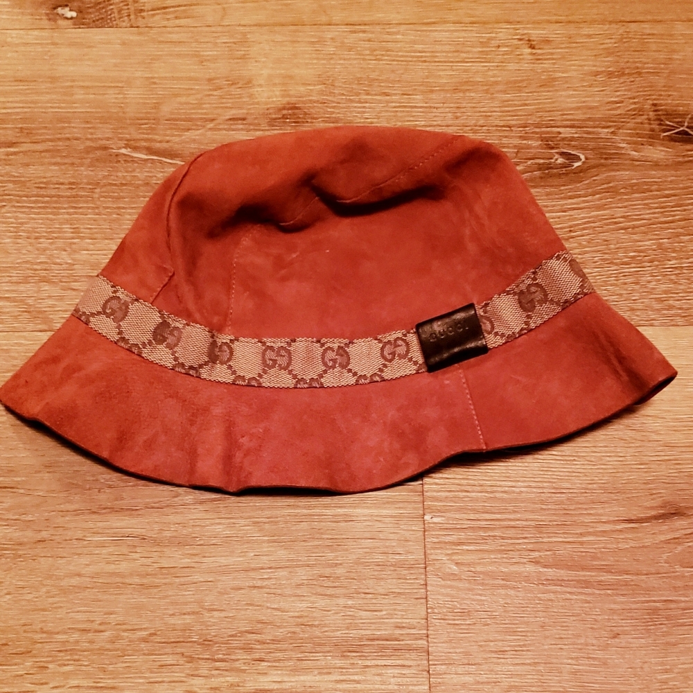 AUTHENTIC GUCCI Unisex Burnt Orange & Brown Bucket Hat sz Small